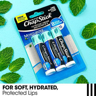 Chapstick Moisturizer 2-In-1 Lipcare Spf 15 Cool Mint 3-Pack ÃƒÂ¢Ã¢â€šÂ¬Ã¢â‚¬Å“ÃƒÂ¢Ã¢â€šÂ¬Ã‚Â¯Sunscreen Lip Balm With Aloe Vera And Vitamin E 0.15 Ea
