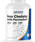 Nutricost Chelated Iron, As Ferrochel, 36mg, 240 Capsules