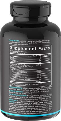 Keto Omega Fish Oil with Wild Sockeye Salmon Antarctic Krill Oil Astaxanthin Coconut MCT Oil 1200mg of EPA DHA per Serving Keto NonGMO Verified 120 softgels