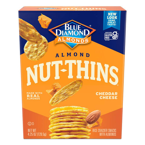 Blue Diamond Almonds Nut Thins Gluten Cracker Crisps Hint of Sea Salt 4.25 Oz Boxes (Pack of 1)
