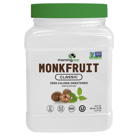 Morning Pep Monk Fruit Sweetener, golden Sugar Substitute, 2.5 lb, Keto Friendly, 1:1 Sugar Replacement, Zero Calorie, Non-GMO, Kosher, Golden - 2.5 lb