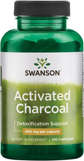Swanson Activated Charcoal - Natural Supplement Supporting Healthy Absorption - Helps w/Bloating & Maintaining Bowel Regularity - (120 Capsules 520mg per Serving)