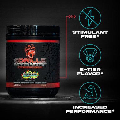 Gorilla Mode Nitric Stimulant Free Pre-Workout Best Tasting and Most Effective Stimulant Free Pre-Workout / Massive Pumps Vasodilation Power / 688 Grams (Fruit Punch)
