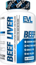 Evlution Grass Fed Beef Liver Capsules - Pasture Raised Desiccated 3000Mg - Supplement For Energy Immunity And Liver Support - Iron Rich Beef Organ Supplement For Men And Women (30 Servings)