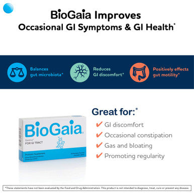 BioGaia Gastrus Chewable Tablets, Adult Probiotic Supplement for Stomach Discomfort, Constipation, Gas, Bloating, Regularity, Non-GMO, 30 Tablets, 2 Pack