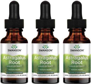 Swanson Astragalus Root Liquid Extract (Alcohol and Sugar-) 1 fl Ounce (29.6 ml) Liquid (3 Pack)