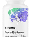 THORNE Advanced Iron Complex Complete Blood Support Formula Elemental Iron Folate B and C Vitamins for Optimal Absorption Chelated Iron Supplement Gluten Dairy and Soy Free 60 Capsules