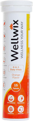4-In-1 Daily Vitals For Wellness - Electrolytes, Immunity, Antioxidants And Probiotics. Vitamin C 1000 Mg, Sodium 200 Mg, Potassium 100 Mg, Vitamin D3, B12 And More. Effervescent Tablets