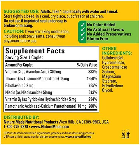 Nature Made BComplex With Vitamin C Caplets 100 Count
