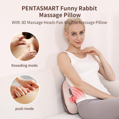 Rabbit Massage Pillow 3D, Acupressure Back Massager, Portable Full Body Heating Massage Pillow, Suitable For Back, Neck And Shoulders, Lightweight, Suitable For Young And Middle-Aged People