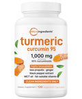 Micro Ingredients Pure Turmeric Curcumin Supplement 1000Mg 95 Curcuminoids With Black Pepper & Ginger High Absorption For Joint & Antioxidant Support Filler Free 120 Veggie Capsules