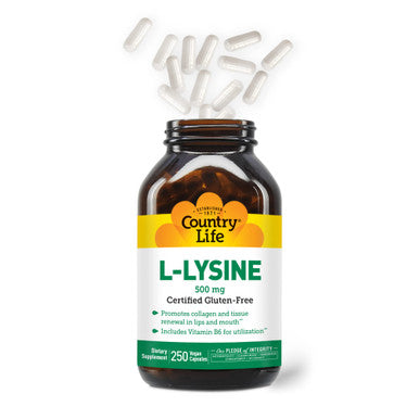 Country Life L-Lysine 500Mg With B-6 Supports Immune Health Promotes Collagen Renewal In Lips And Mouth 250 Vegan Capsules Certified Gluten Free Certified Vegan
