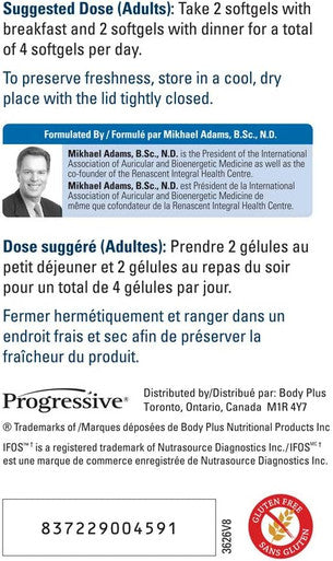 Progressive OmegEssential + Vitamin D Adult Fish Oil Supplement - 1,000 EPA + 550 DHA, 60 softgels | All natural, cold water, wild caught