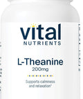 Vital Nutrients L-Theanine 200mg | Vegan Supplement | L Theanine Supplement Supports Normal Stress Levels and Cognitive Function | Gluten Dairy and Soy | 60 Capsules