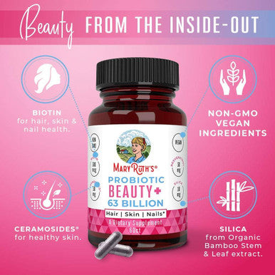 Maryruth Organics Probiotic Collagen 1 Month Supply Collagen Pills Collagen & Probiotic Capsule for Hair Skin & Nails Biotin for Adults Vegan Non-GMO Gluten 60 Count