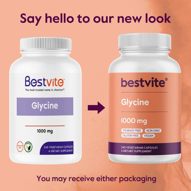 Bestvite Glycine 1000mg (240 Vegetarian Capsules) - No Stearates - Vegan - Non GMO - Gluten