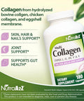 Multi Collagen Pills 1735Mg -180 Collagen Capsules (60 Servings) - Types I, Ii, Iii, V & X For Healthy Skin, Hair, Nails & Joint Support