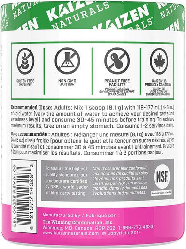 Kaizen Naturals pre-workout, Pink Lemonade, 243 gram