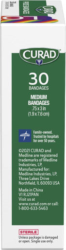 Curad Pride Bandages 2 Designs Plastic Standard Bandages are .75" x 3" 30 Count (4 Pack)