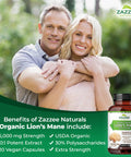Zazzee Usda Organic Lion'S Mane 20:1 Extract, 16,000 Mg Strength, 120 Vegan Capsules, 60 Day Supply, Standardized And Concentrate