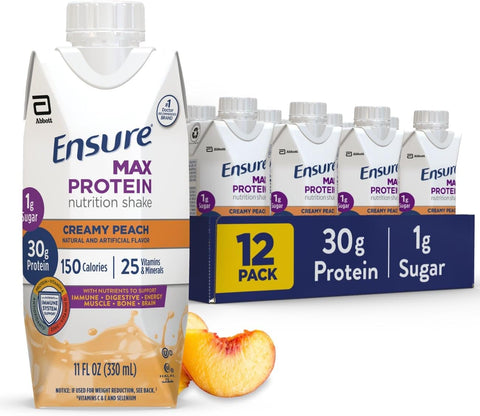Ensure Max Protein Milk Chocolate Shake, 30g High Protein, 12 Pack | 30g Protein to Support Muscle Health & Manage Hunger for Adults, Each Protein Shake has 1g Sugar, 150 Calories, 4g Fiber