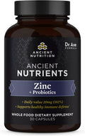 Probiotics And Zinc Supplement By Ancient Nutrition, Supports Healthy Immune System And Gut Health, Made Without Gmos, Superfoods Supplement, Paleo And Keto Friendly, 30 Count