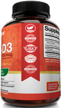 NutriFlair Vitamins D3 (5000iu/125mcg) + K2 (as Mk7) - Made with Plant-Based Ingredients Plus BioPerine Black Extract, 90 Capsules - Supports Healthy Immune, Heart and Health - Non-GMO Pills