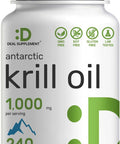 Deal Supplement Antarctic Krill Oil 1000mg Per Serving 240 Softgels Mercury No Fishy Taste Rich in Omega-3s EPA DHA Astaxanthin & Phospholipids Non-GMO No Gluten