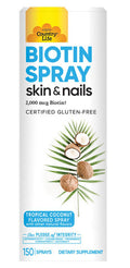 Country Life Biotin Spray 2mg/2,000mcg - Tropical Coconut Flavor - May Help Support Healthy Hair, Skin, and Nails - B Vitamins - Keratin - Easy Absorption