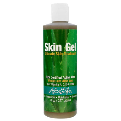 Aloe Life Skin Gel & Herbs Ultimate Skin Treatment, 99% Certified Organic Whole Leaf Aloe Vera, Vitamins C, A, & E, Head-to-Toe Skin Care Support for the Whole Family, Fragrance-Free (8 oz)