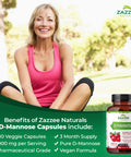 Zazzee D-Mannose, 1000 Mg Per Serving, 180 Vegan Capsules, 3 Month Supply, Potent & Fast-Acting, 100% Pure, Natural Cleansing Sup