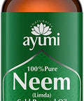 Ayumi Pure Neem Oil, Herbal Remedy For Skin & Hair, High in Vitamin E to Soothe Dry & Damaged Skin, Restores the Skin's Natural Elasticity - 1 x 100ml