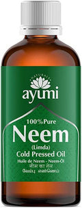 Ayumi Pure Neem Oil, Herbal Remedy For Skin & Hair, High in Vitamin E to Soothe Dry & Damaged Skin, Restores the Skin's Natural Elasticity - 1 x 100ml