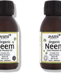 Ayumi Organic Neem Oil, Herbal Remedy For Skin & Hair, High in Vitamin E to Soothe Dry & Damaged Skin, Restores the Skin's Natural Elasticity - 2 x 100ml