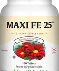 Maxi Health Iron Supplement for Women & Men - Gentle Iron 25 mg for the Stomach - Non Constipating Iron Pills - Kosher - Non GMO - Vegetarian (100 Tablets)