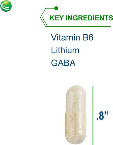Nutra BioGenesis - Stress Factors - Vitamin B6, Lithium and GABA to Help Support Stress Response and Neurotransmitter Health - 60 Capsules