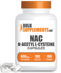 BulkSupplements NAC Capsules (N-Acetyl L-Cysteine) - Antioxidants Supplement for Immune Support - - 1 Capsule (600mg) - 6-Month Supply (180 Capsules)