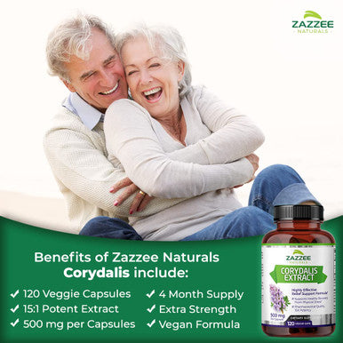 Zazzee Extra Strength Corydalis 15:1 Extract, 7500 Mg Strength, 120 Vegan Capsules, Concentrated And Standardized 15X Extract, 10