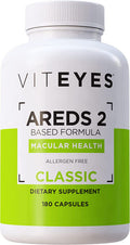Viteyes AREDS 2 Eye Vitamins Now with Natural Vitamin E Smaller Capsules Lower Zinc Allergen Lutein Zeaxanthin Manufactured in The USA Eye Doctor Trusted Classic Macular Support 180 Ct