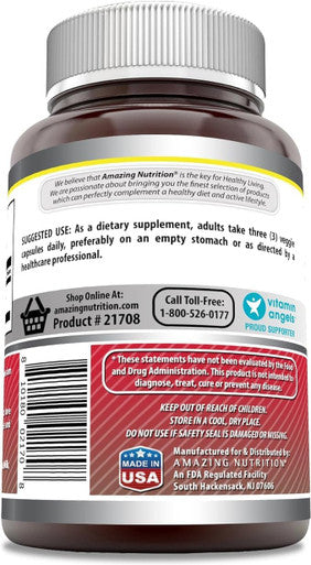 Amazing Nutrition Formulas Acetyl L-Carnitine 1500 Mg Per Serving Veggie Capsules Supplement | Non-GMO | Gluten | Made in USA | Suitable for Vegetarians (120 Count) | Pack of 2