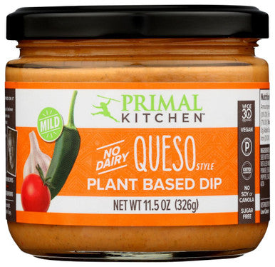 Primal Kitchen Mild Queso Dip Plant Based Dip Whole30 Vegan Keto & Paleo Soy Dairy Sugar Gluten 11.5 Ounce (Pack Of 6)