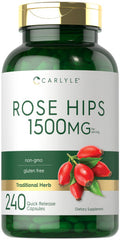 Rose Hips | 1500Mg | 240 Quick Release Capsules | Non-Gmo And Gluten Free Herbal Supplement | By Carlyle