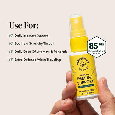 Beekeeper's Naturals Propolis Throat Spray by Beekeeper's Naturals - 95% Bee Propolis Extract, Natural Immune Support & Sore Throat Relief - Antioxidants, Keto, Paleo, Gluten-Free