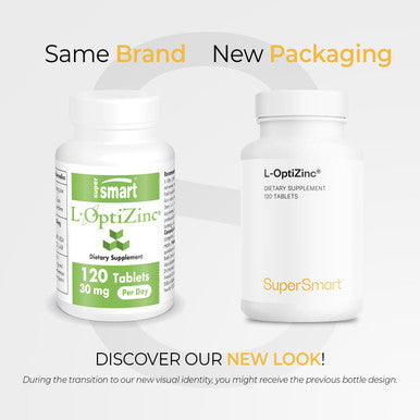 Supersmart LOptiZinc 30 mg Per Day Zinc Antioxidant Supplement Support Healthy Respiratory System NonGMO Gluten Free 120 Tablets