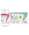 NutraBlast Boric Acid Vaginal Suppositories 600mg 30 Count w/ Tea Tree Oil Suppositories 12 Count All Natural Intimate Deodorant for Women Restore Feminine pH Balance