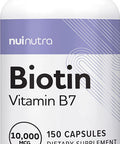 Biotin 10000mcg | 150 Capsules - Hair Skin and Nail Support | Pure Biotin Supplement Extra Strength (Vegan, Gluten Free, Non-GMO, Lab Tested) - Biotin for Hair Growth Skin and Nails