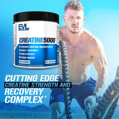 Evlution Pure Creatine Monohydrate Powder 5000mg Nutrition Pre and Post Workout Recovery Drink Mix Creatine Powder for Enhanced Muscle Mass Athletic Performance and Muscle Recovery - Unflavored