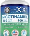 Genex Formulas - Nicotinamide 500Mg Vitamin B3 Flush Niacin Capsules For Healthy Skin - Niacinamide Supplement Pills Help Produce Keratin & Support Skin Cell Health & Energy - (100 Capsules)