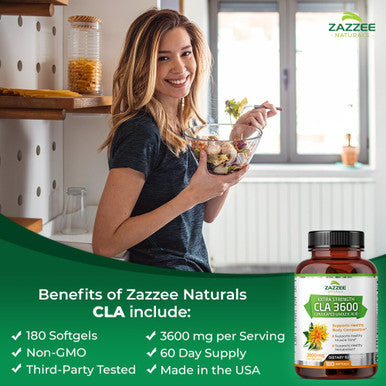 Zazzee Extra Strength Cla 3600, 180 Softgels, 3600 Mg Per Serving, High-Potency Conjugated Linoleic Acid, Concentrated And Standa