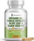 Jb Wellness Oregano Oil 6000Mg Garlic Extract 4000Mg Olive Leaf 3000Mg With Astragalus - Immune Support & Digestive Health Supplement For Women And Men - 60 Count